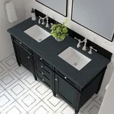 Brittany 60" Double Vanity, Black Onyx w/ 3 CM Charcoal Soapstone Silestone Top