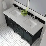 Brittany 60" Double Vanity, Black Onyx w/ 3 CM Eternal Jasmine Pearl Silestone Top