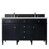 Brittany 60" Double Vanity, Black Onyx w/ 3 CM Ethereal Noctis Silestone Top