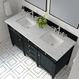 Brittany 60" Double Vanity, Black Onyx w/ 3 CM Ethereal Noctis Silestone Top