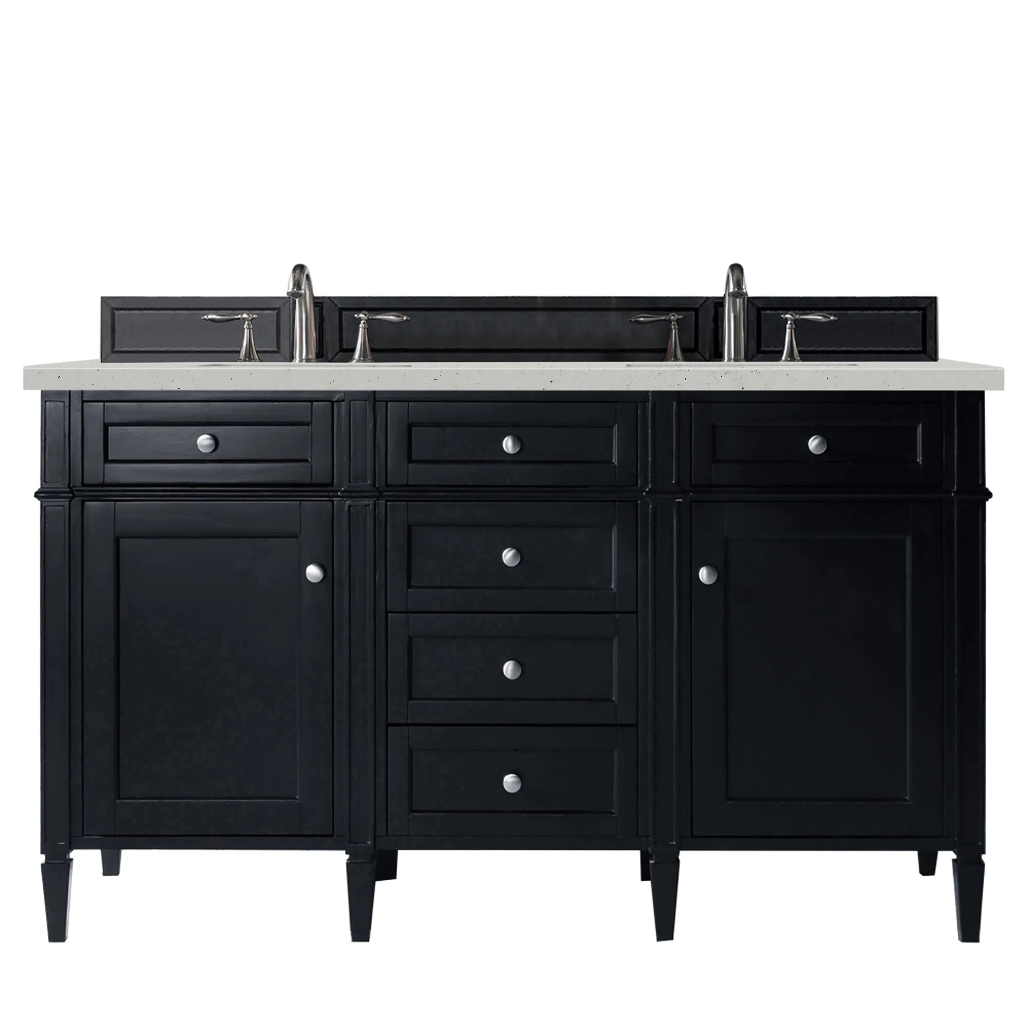 Brittany 60" Double Vanity, Black Onyx w/ 3 CM Lime Delight Silestone Top