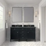 Brittany 60" Double Vanity, Black Onyx w/ 3 CM Parisien Bleu Silestone Top