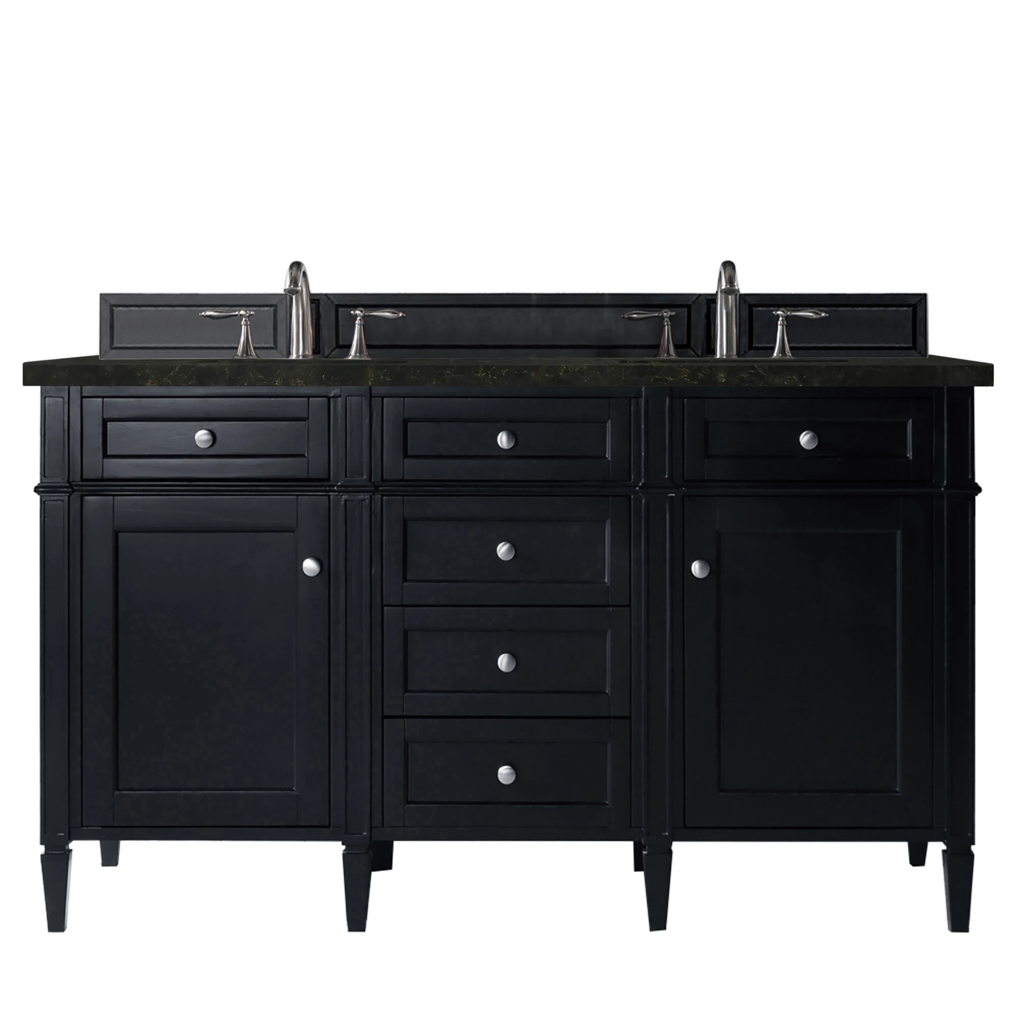 Brittany 60" Double Vanity, Black Onyx, w/ 3 CM Phantome Eclos Top