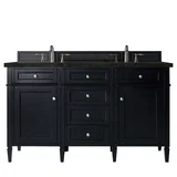 Brittany 60" Double Vanity, Black Onyx, w/ 3 CM Phantome Eclos Top