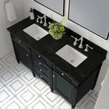 Brittany 60" Double Vanity, Black Onyx, w/ 3 CM Phantome Eclos Top