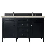 Brittany 60" Double Vanity, Black Onyx, w/ 3 CM Tajnar Eclos Top