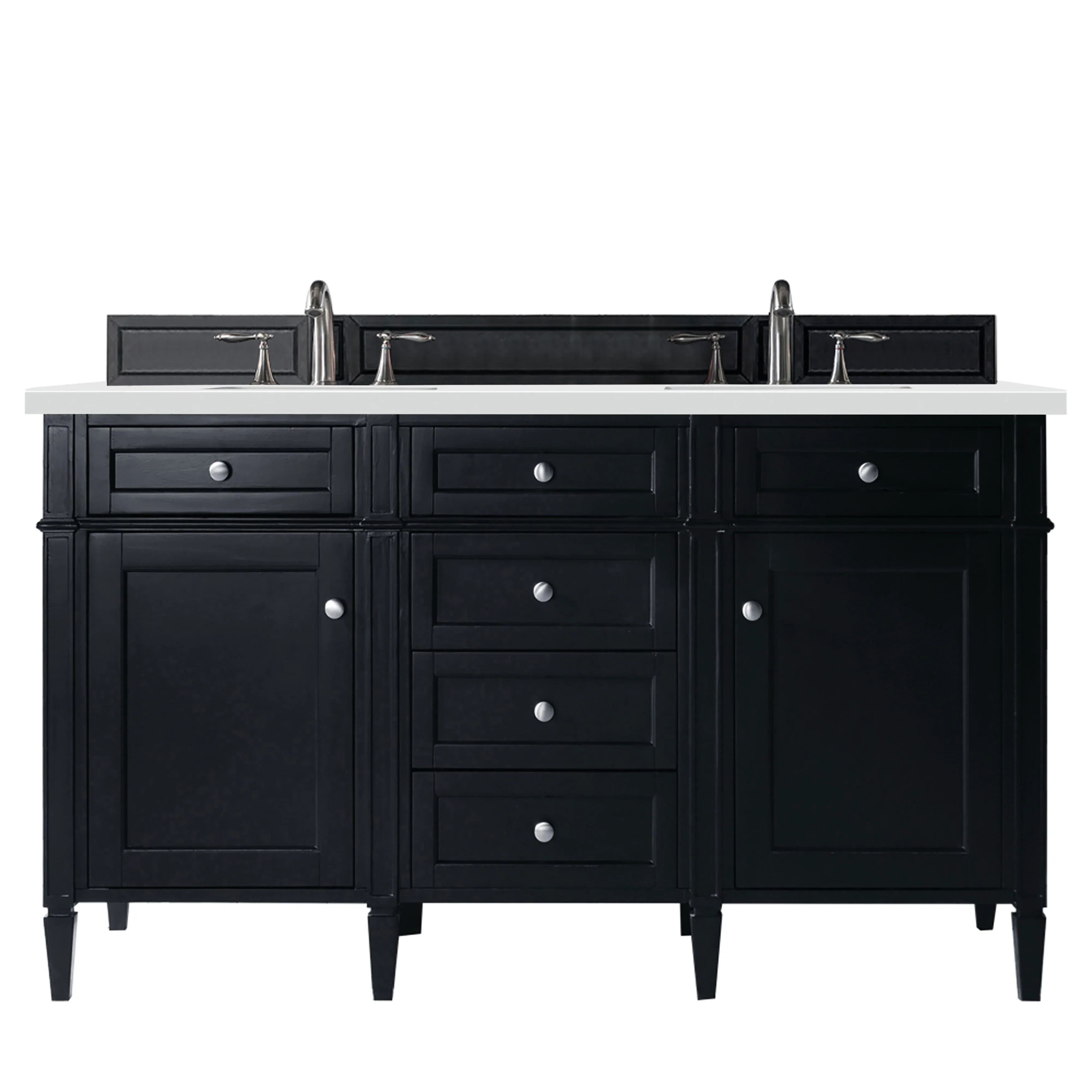 Brittany 60" Double Vanity, Black Onyx w/ 3 CM White Zeus Silestone Top