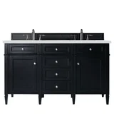 Brittany 60" Double Vanity, Black Onyx w/ 3 CM White Zeus Silestone Top