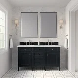 Brittany 60" Double Vanity, Black Onyx w/ 3 CM White Zeus Silestone Top