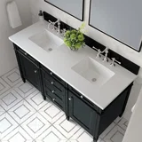 Brittany 60" Double Vanity, Black Onyx w/ 3 CM White Zeus Silestone Top