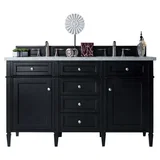 Brittany 60" Double Vanity, Black Onyx w/ 3 CM Eternal Jasmine Pearl Silestone Top w/FreePower Wireless Charger