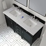 Brittany 60" Double Vanity, Black Onyx w/ 3 CM Eternal Jasmine Pearl Silestone Top w/FreePower Wireless Charger
