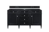Brittany 60" Double Vanity, Black Onyx w/ 3 CM Eternal Jasmine Pearl Silestone Top w/FreePower Wireless Charger