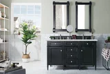 Brittany 60" Double Vanity, Black Onyx w/ 3 CM Eternal Jasmine Pearl Silestone Top w/FreePower Wireless Charger