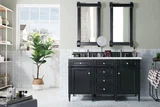 Brittany 60" Double Vanity, Black Onyx w/ 3 CM Ethereal Noctis Silestone Top w/FreePower Wireless Charger