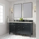 Brittany 60" Double Vanity, Black Onyx, w/ 3 CM Siberian Silestone Top w/FreePower Wireless Charger