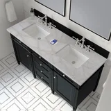 Brittany 60" Double Vanity, Black Onyx w/ 3 CM Victorian Silver Silestone Top w/FreePower Wireless Charger
