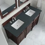 Brittany 60" Double Vanity, Burnished Mahogany w/ 3 CM Charcoal Soapstone Silestone Top