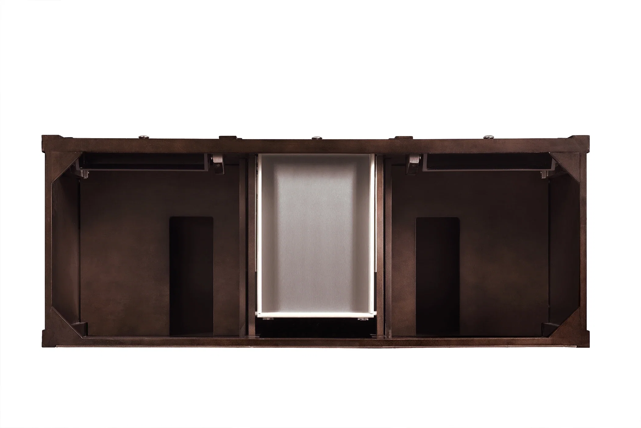Brittany 60" Double Vanity, Burnished Mahogany w/ 3 CM Eternal Jasmine Pearl Silestone Top