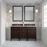 Brittany 60" Double Vanity, Burnished Mahogany w/ 3 CM Ethereal Noctis Silestone Top