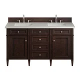 Brittany 60" Double Vanity, Burnished Mahogany w/ 3 CM Lime Delight Silestone Top