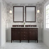Brittany 60" Double Vanity, Burnished Mahogany w/ 3 CM Lime Delight Silestone Top