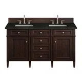 Brittany 60" Double Vanity, Burnished Mahogany, w/ 3 CM Phantome Eclos Top