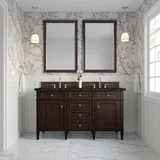 Brittany 60" Double Vanity, Burnished Mahogany, w/ 3 CM Phantome Eclos Top