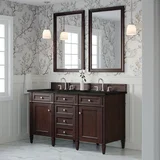 Brittany 60" Double Vanity, Burnished Mahogany, w/ 3 CM Phantome Eclos Top