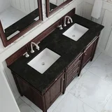 Brittany 60" Double Vanity, Burnished Mahogany, w/ 3 CM Phantome Eclos Top