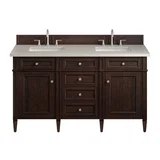 Brittany 60" Double Vanity, Burnished Mahogany, w/ 3 CM Siberian Silestone Top