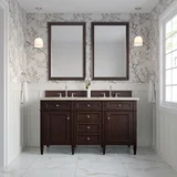 Brittany 60" Double Vanity, Burnished Mahogany, w/ 3 CM Tajnar Eclos Top