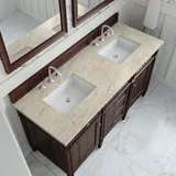 Brittany 60" Double Vanity, Burnished Mahogany, w/ 3 CM Tajnar Eclos Top