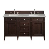 Brittany 60" Double Vanity, Burnished Mahogany w/ 3 CM Victorian Silver Silestone Top