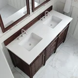 Brittany 60" Double Vanity, Burnished Mahogany w/ 3 CM White Zeus Silestone Top