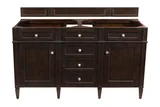 Brittany 60" Double Vanity, Burnished Mahogany w/ 3 CM Eternal Jasmine Pearl Silestone Top w/FreePower Wireless Charger
