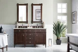 Brittany 60" Double Vanity, Burnished Mahogany w/ 3 CM Eternal Jasmine Pearl Silestone Top w/FreePower Wireless Charger