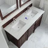 Brittany 60" Double Vanity, Burnished Mahogany w/ 3 CM Ethereal Noctis Silestone Top w/FreePower Wireless Charger