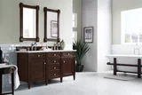 Brittany 60" Double Vanity, Burnished Mahogany w/ 3 CM Ethereal Noctis Silestone Top w/FreePower Wireless Charger
