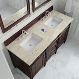 Brittany 60" Double Vanity, Burnished Mahogany, w/ 3 CM Tajnar Eclos Top w/FreePower Wireless Charger