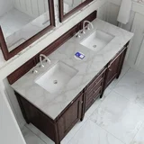 Brittany 60" Double Vanity, Burnished Mahogany w/ 3 CM Victorian Silver Silestone Top w/FreePower Wireless Charger