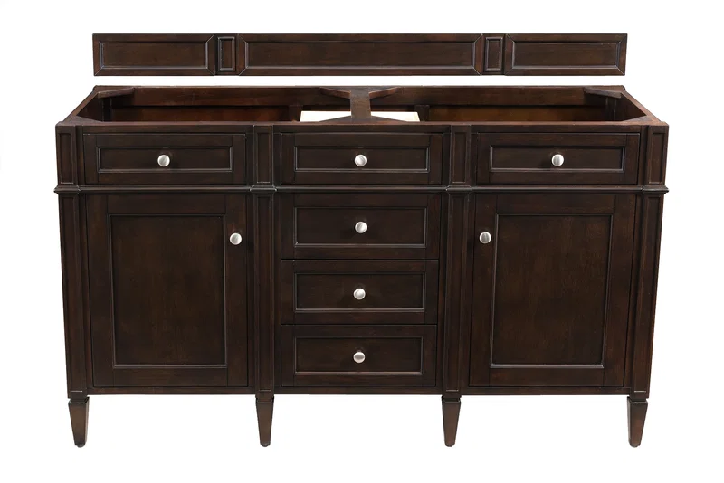Brittany 60" Double Vanity Cabinet, Burnished Mahogany