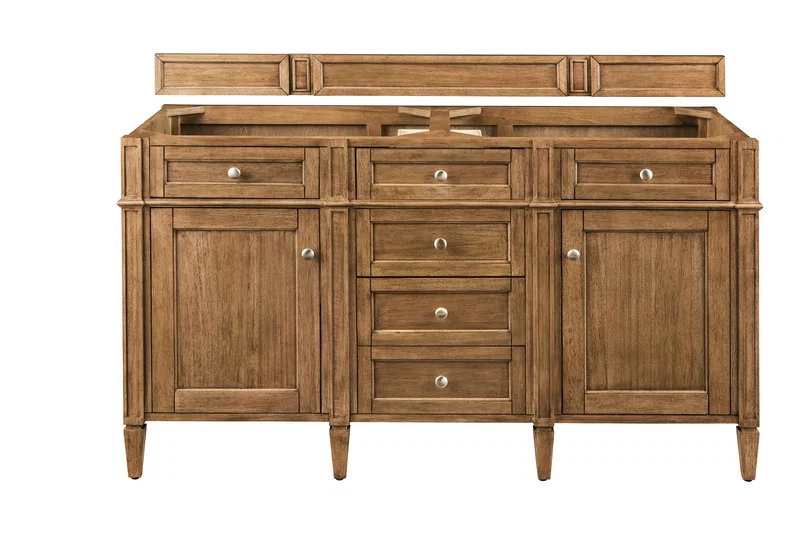 Brittany 60" Double Vanity Cabinet, Saddle Brown