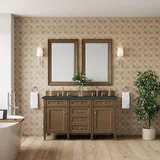 Brittany 60" Double Vanity, Saddle Brown w/ 3 CM Charcoal Soapstone Silestone Top