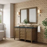 Brittany 60" Double Vanity, Saddle Brown w/ 3 CM Charcoal Soapstone Silestone Top