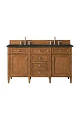 Brittany 60" Double Vanity, Saddle Brown, w/ 3 CM Phantome Eclos Top