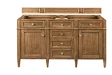Brittany 60" Double Vanity, Saddle Brown, w/ 3 CM Phantome Eclos Top