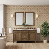 Brittany 60" Double Vanity, Saddle Brown w/ 3 CM White Zeus Silestone Top