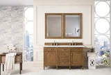 Brittany 60" Double Vanity, Saddle Brown w/ 3 CM Ethereal Noctis Silestone Top w/FreePower Wireless Charger