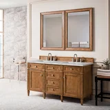 Brittany 60" Double Vanity, Saddle Brown w/ 3 CM Victorian Silver Silestone Top w/FreePower Wireless Charger